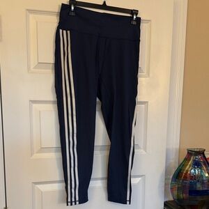 Women’s Adidas Blue Striped Leggings. L. Look brand new. Look at 3 pic-Lighter